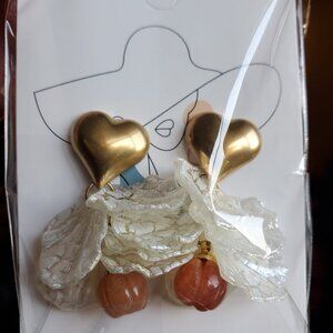 Jade pumpkin shell stainless  steel earrings